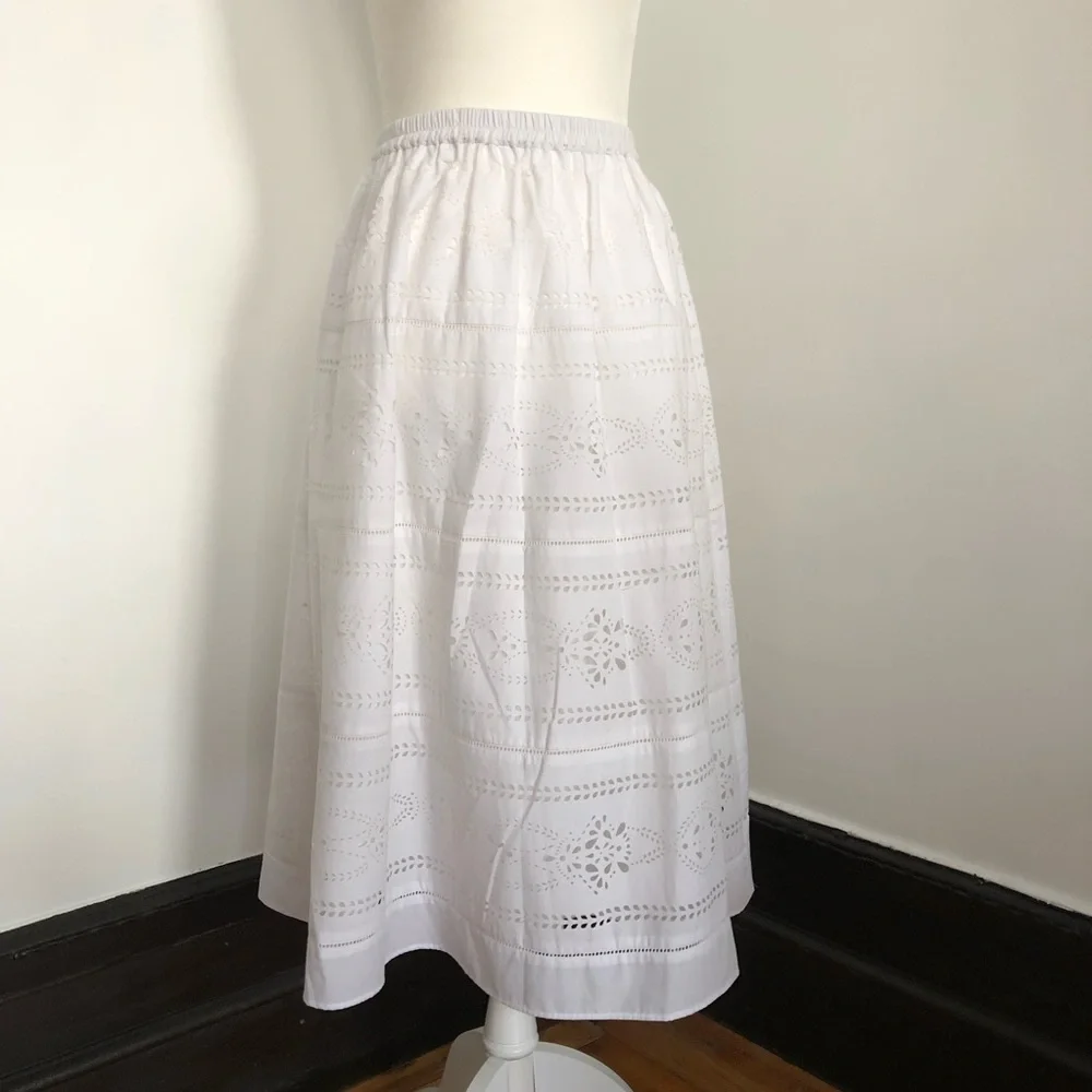 J. Crew Laser-Cut Poplin Midi Skirt - Picture 3 of 9